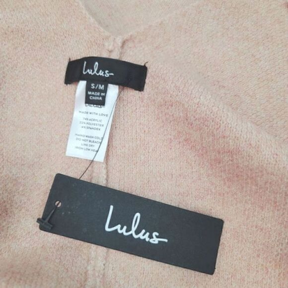 NEW Lulu's Keep Things Cozy Pale Pink/Taupe Knit Poncho Size S/M - Picture 7 of 10